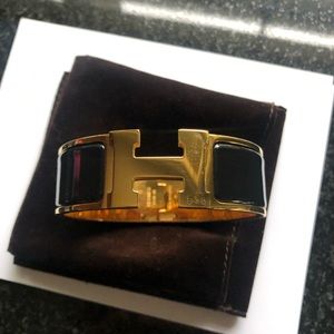 Hermès thick Black and Gold Cuff